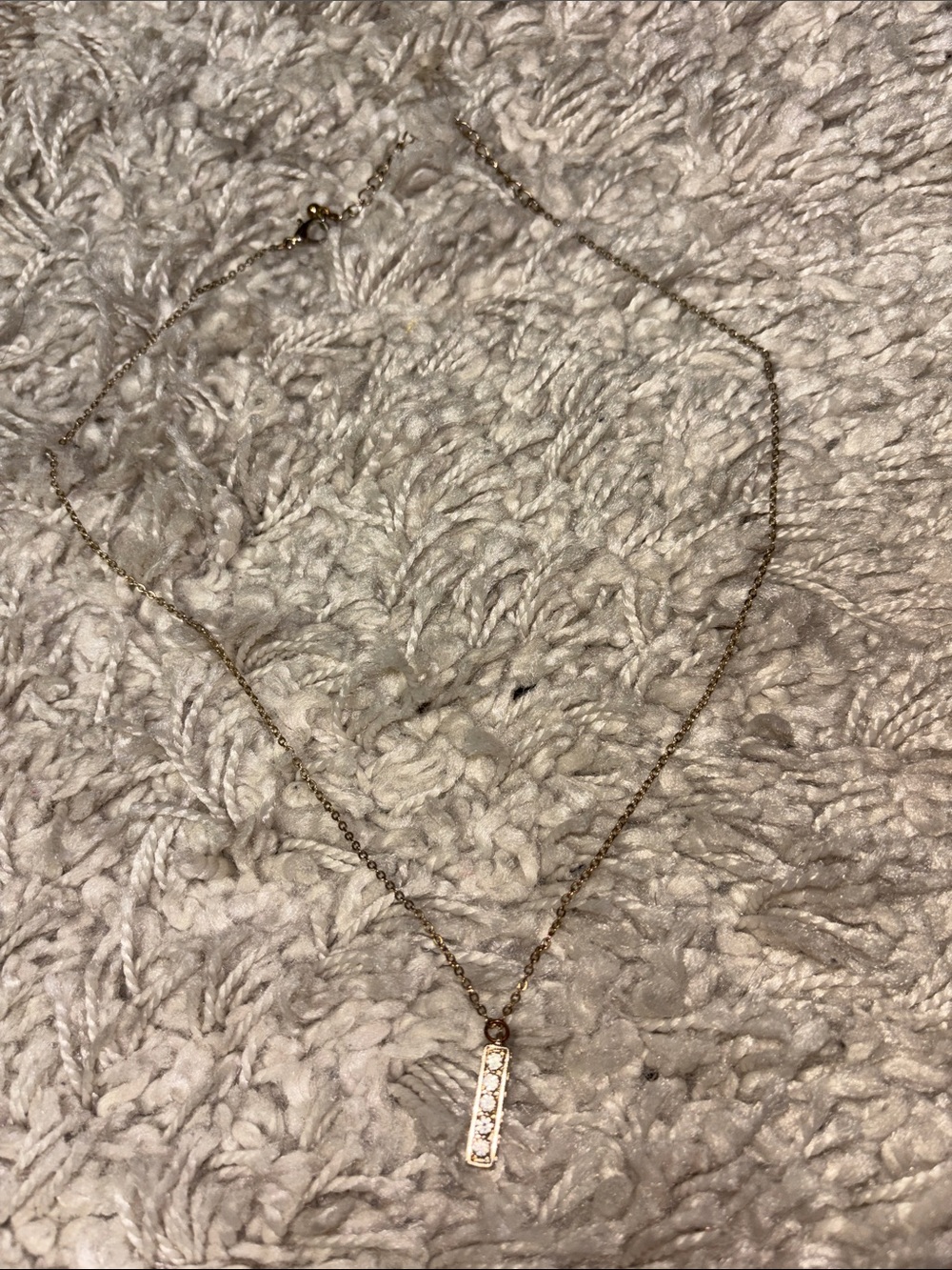 Gold Bar Pendant Necklace with Crystals
